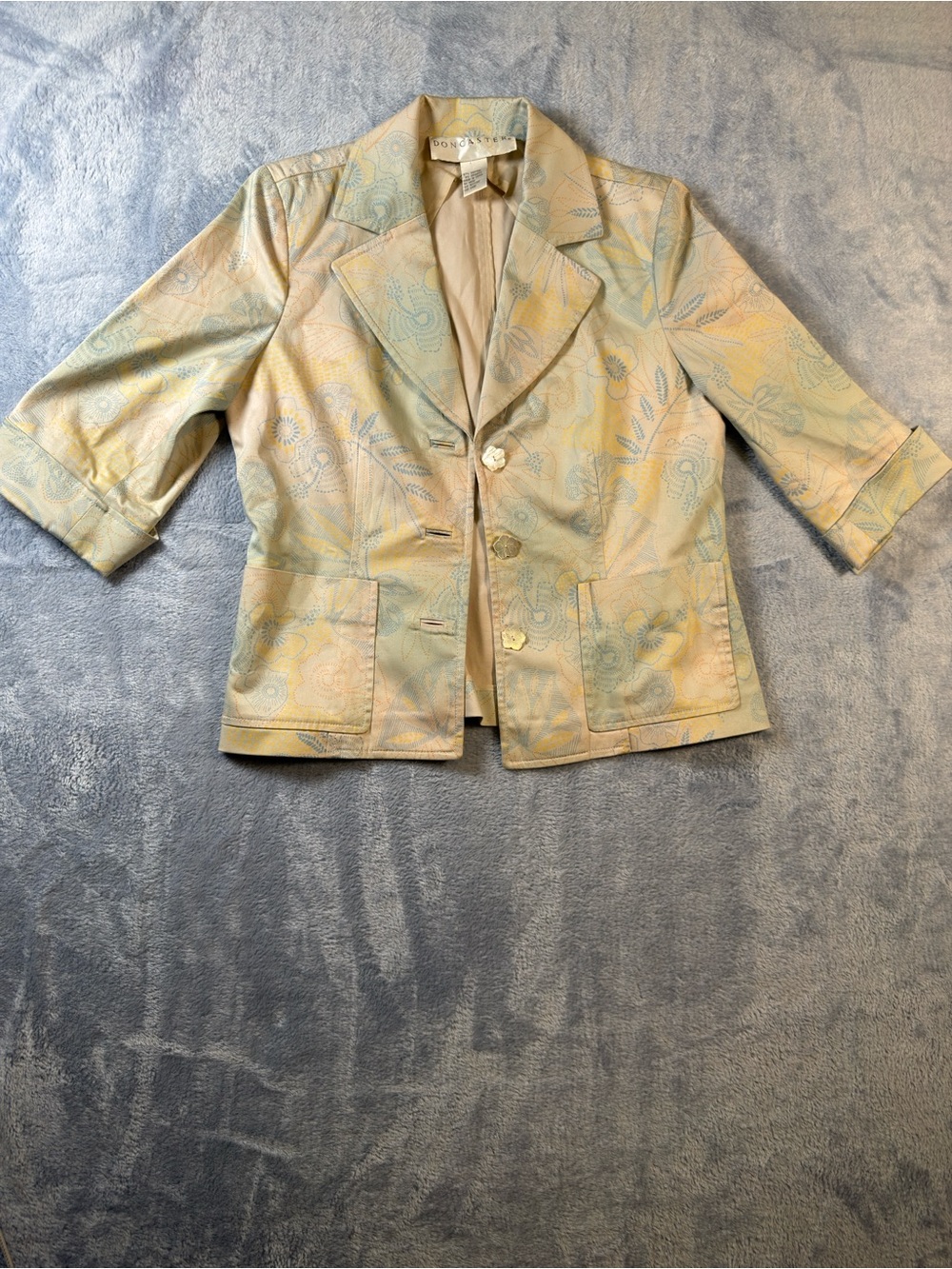 Doncaster Pastel Floral Blazer in Pale Yellow and Light green #3192